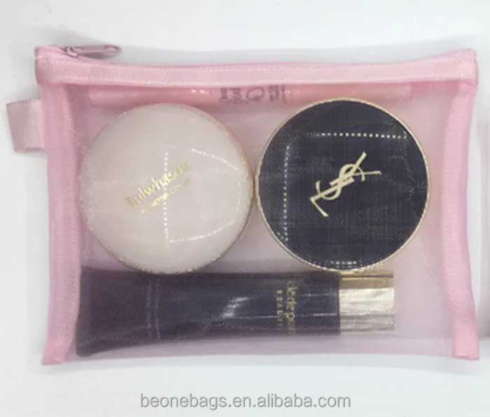 

Small nylon mesh make up zipper pouch cosmetic bag