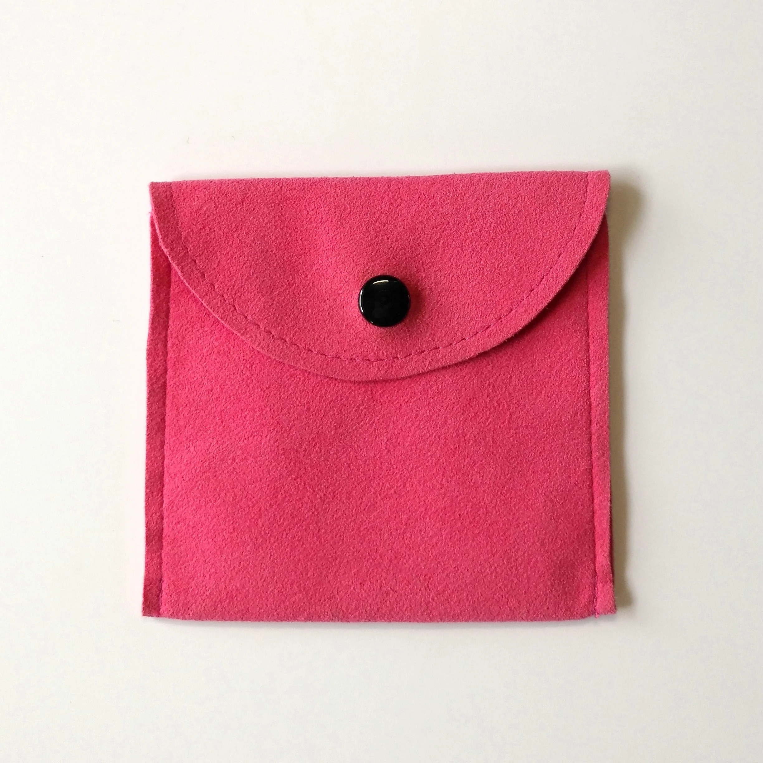 
Snap button jewelry holder envelope suede pouch 