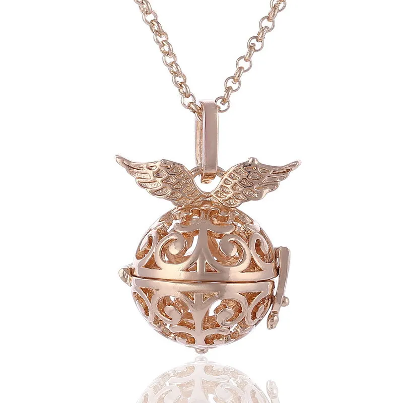 

Hot Selling Wings Locket Aroma Essential Oil Diffuser Pendant Necklace, Silver