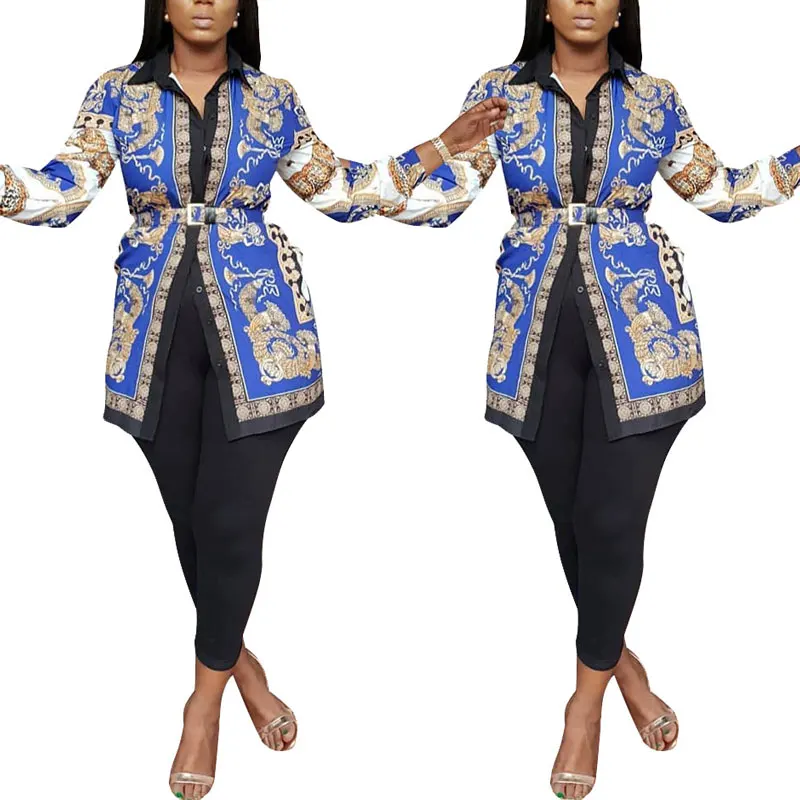 

81126-MX4 ethnic style printed design plus size shirts for women blouses