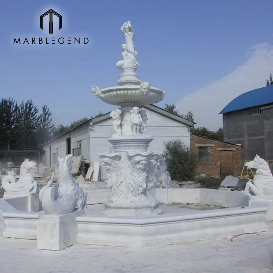 
Gorgeous Hand-Carved Natural Stone White Marble Lady Venus Fountain 