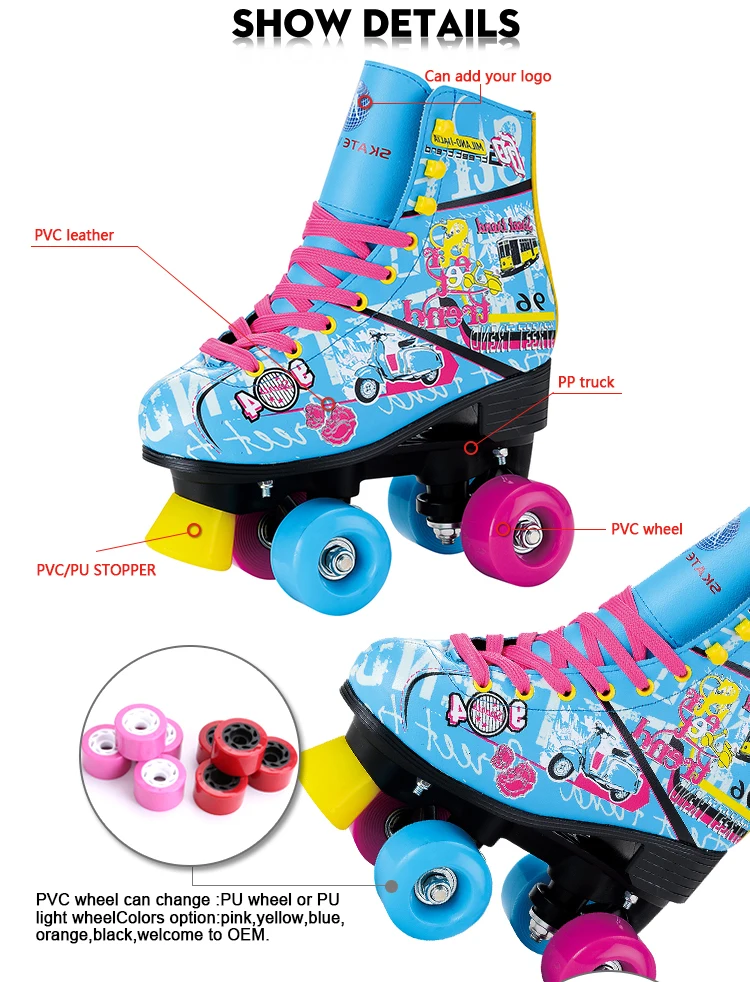 Customize Design Four Wheels Detachable Quad Skate Roller Shoes Skating