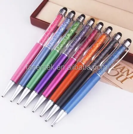 Free Sample Colorful Aluminium Crystal Touch Pen Retractable Stylus Pens For Touch Screens