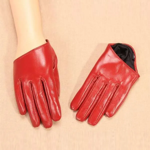 Women's Genuine Leather Gloves Fashion Half Finger Half Palm Glove Leather Fur Glove Woman Buy