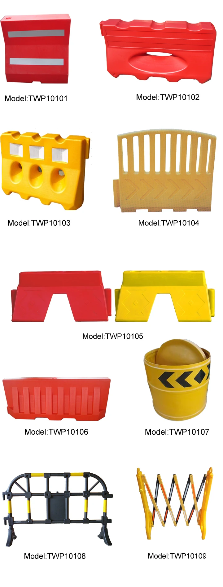 stackable blowing plastic barrier red white plastic traffic barricades water filled barrier