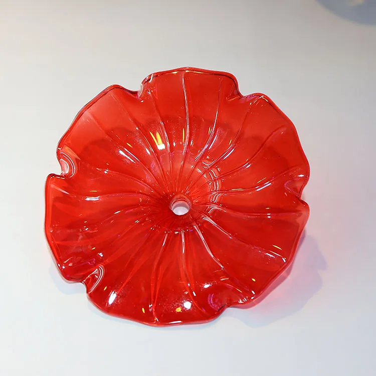 
Modern hand blown lotus art glass wall plates for home decoration 