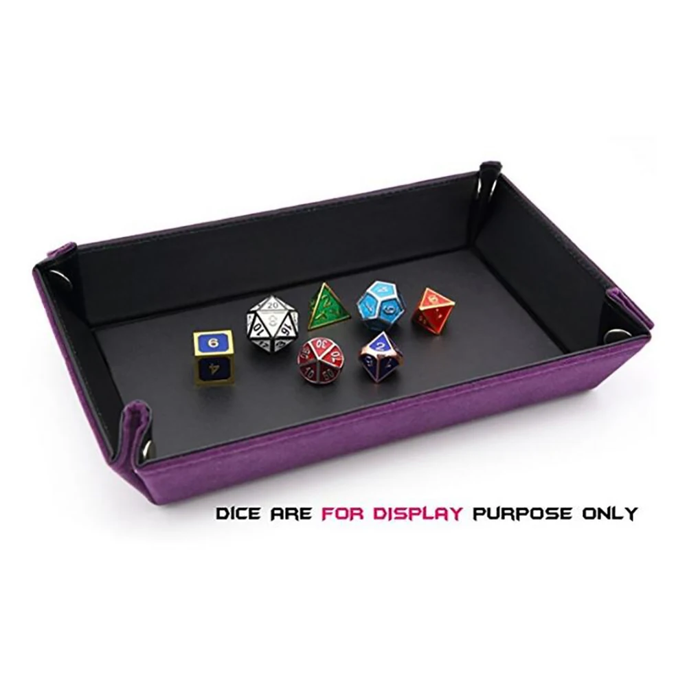 Dice Tray Dice Holder PU Leather Folding Rectangle Tray Purple Velvet for Dungeons and Dragons DND RPG MTG and Other Dice Games Weahre
