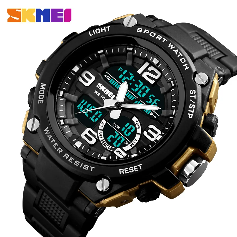 

SKMEI 1340 Promotional gifts 2018 plastic material black color sport analog digital watches men montre homme