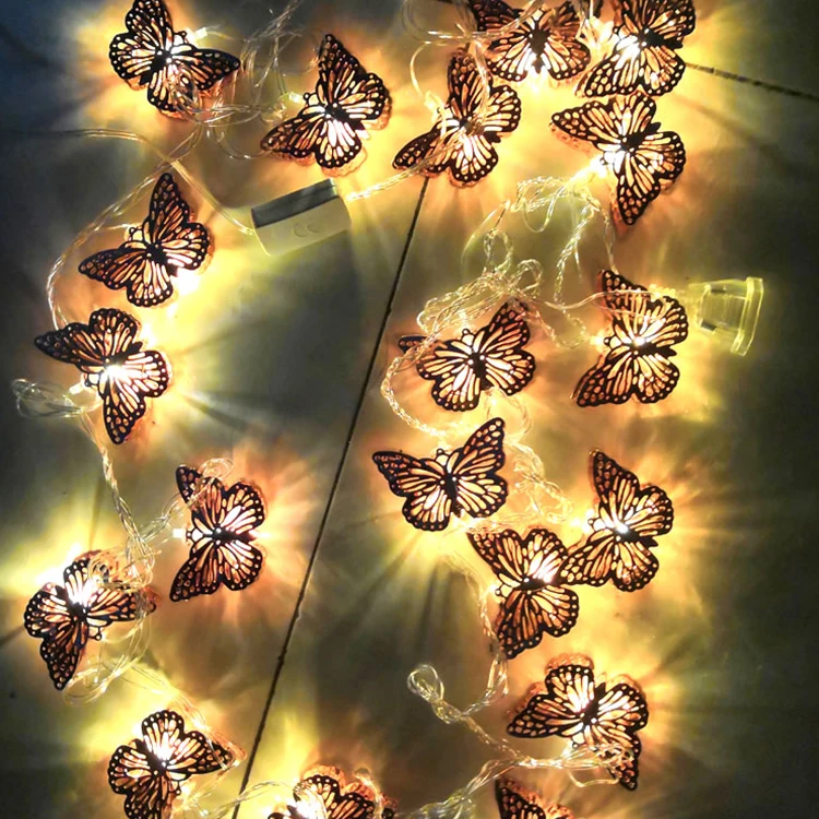 2V 60Ma Polycrystalline Butterfly Night Rooftop Light, Terrace Led Solar String Party Curtain Lights