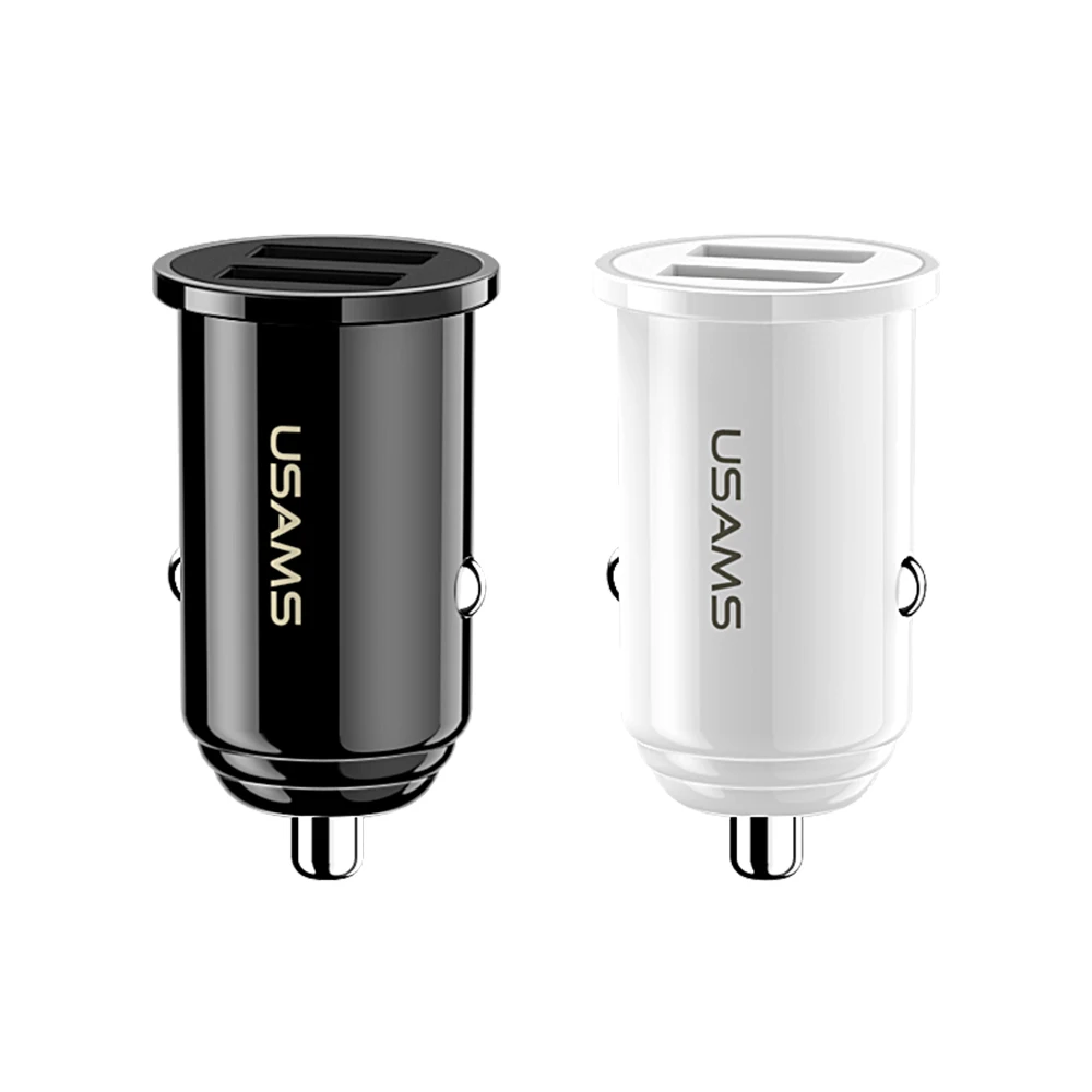 

USAMS US-CC055 3.1A Mini Dual USB Fast Car Mobile Charger, Black white