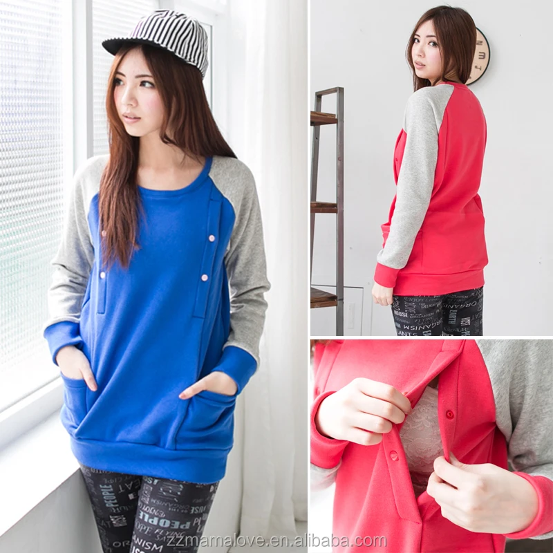 

Wholesale Fleece Thicker Nursing top Autumn and Winter Breastfeeding Clothes Maternity Sweater