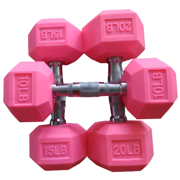 New Design Nonsmell Pink Rubber Coated Hex Dumbbell Buy Hex Dumbbell