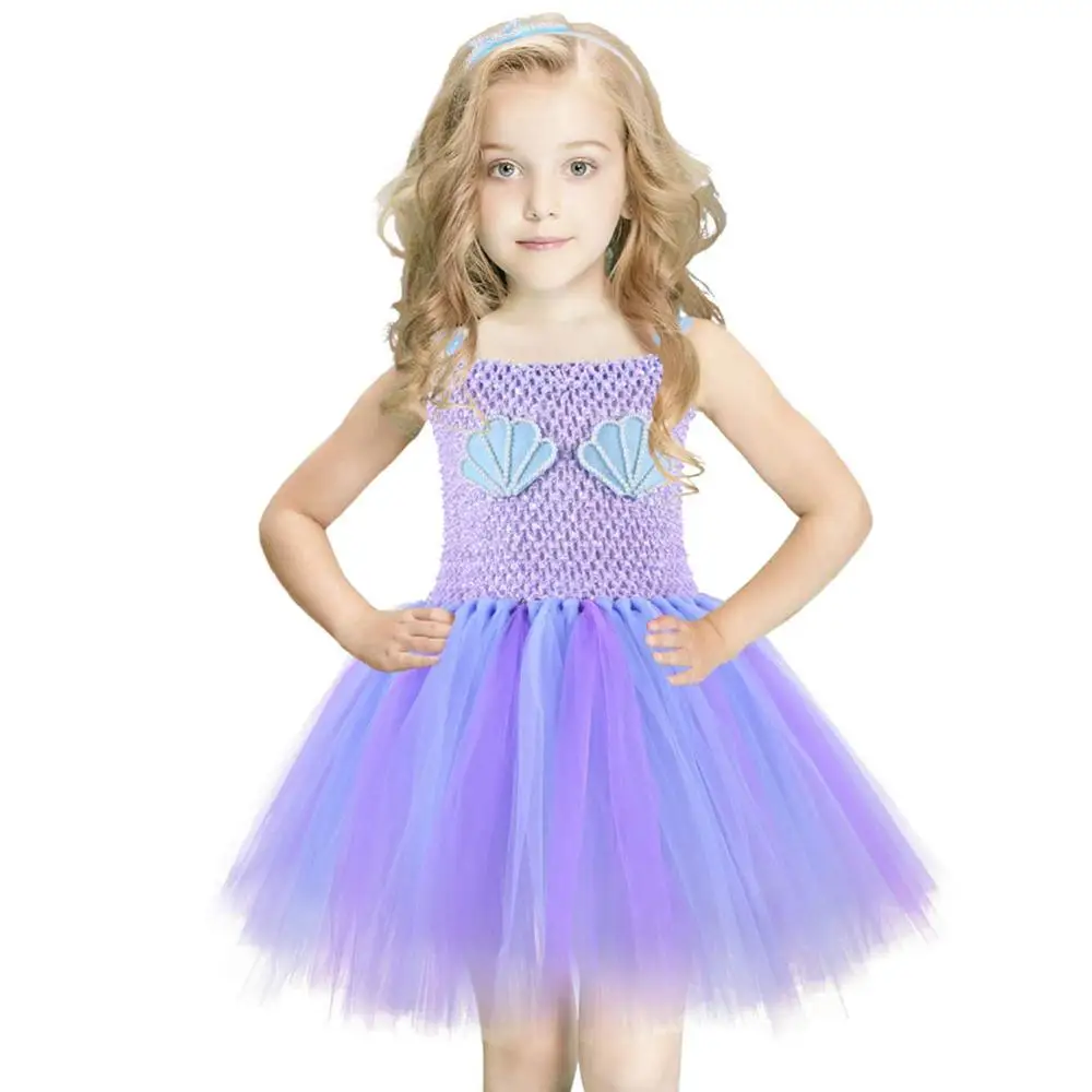 

Mermaid Tutu Dress Mermaid Dress for Girls Purple Tutu Dress Tulle Costume Outfit for Party Halloween Cosplay Pary