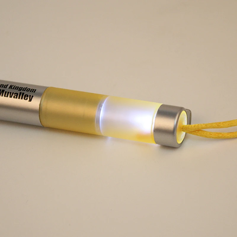 Novelty Custom Logo Pen Mini Led Flashlight Pen With Necklace Lanyard