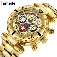 

TEMEITE DS-2 Wrist Watch Mens 2019 Sport Watches Whirlwind Full Steel Quartz Watch Chronograph Date Clock Relogio Masculino