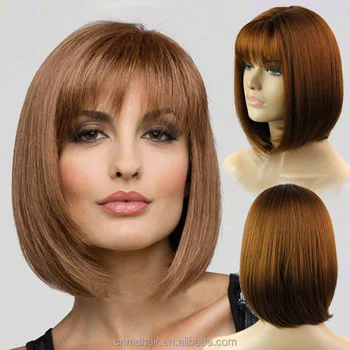 Beauty Women S Wigs Neat Bang Bob Style Short Straight Hair Black