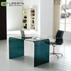 Grey curved glass office computer desks office table