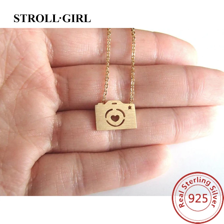 Fashion Dainty Hidden Camera Necklace 925 Sterling Silver Cz Necklace