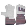 Long rubber cuff cow split leather hand safety work gloves