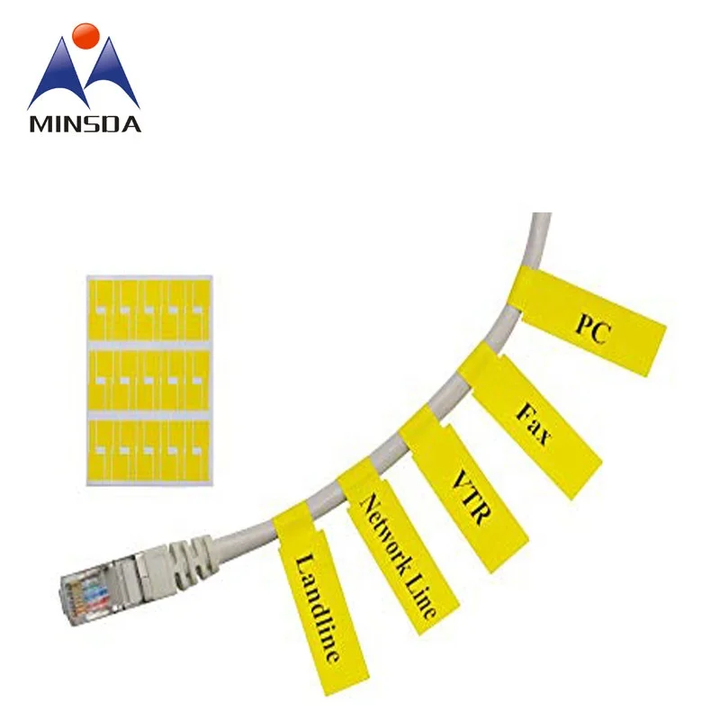 A4 Size Strong Adhesive Plastic Vinyl Network Cable Marking Tags Cable ...