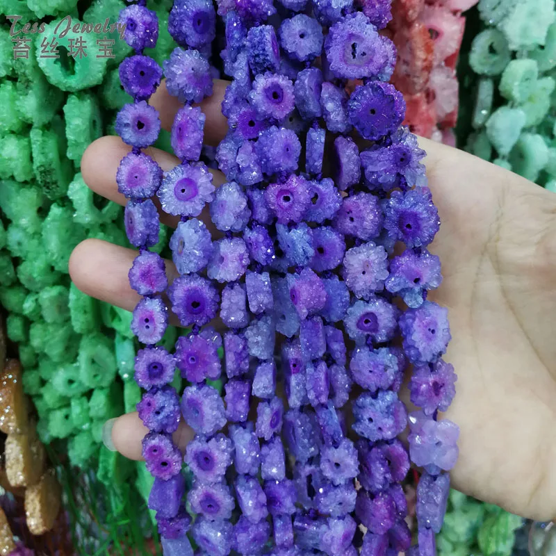 

2018 Hot Sale Crafts Gems Jewelry Loose Strands Bracelet Locket Agate Stone Slice Purple Solar Quartz Colored Gemstone