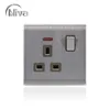 Wholesales Factory British standard 86*86 mm stainless steel faceplate 13A flat 3 pin plug switched socket with indicator neon