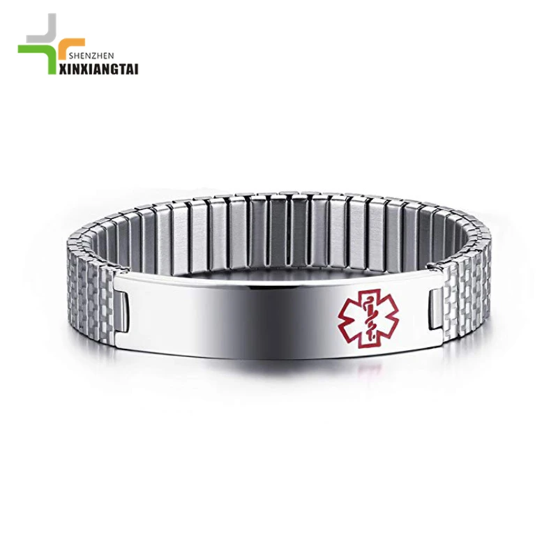 Bracelet Médical Gravure Personnalisée VNOX - Acier Inoxydable - Alerte Urgence ICE - Réglable Homme Femme