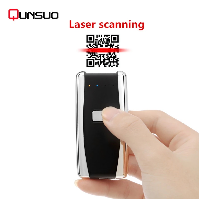 

2.4G BLE Smart device blue tooth 2d barcode scanner wireless barcode reader, Black+ sliver