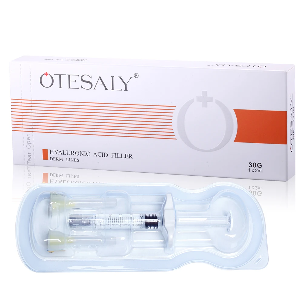 

OTESALY 2ml Injectable Hyaluronic Acid Dermal Filler with BD Syringe for Fine Lines and Crows Feet, Transparent