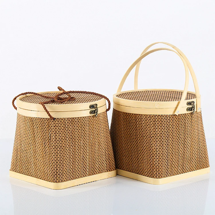 

Wholesale Bamboo Bread Basket, Bamboo Weaving Storage Basket For Sale, Round shape natural bamboo fruit basket, Natural color