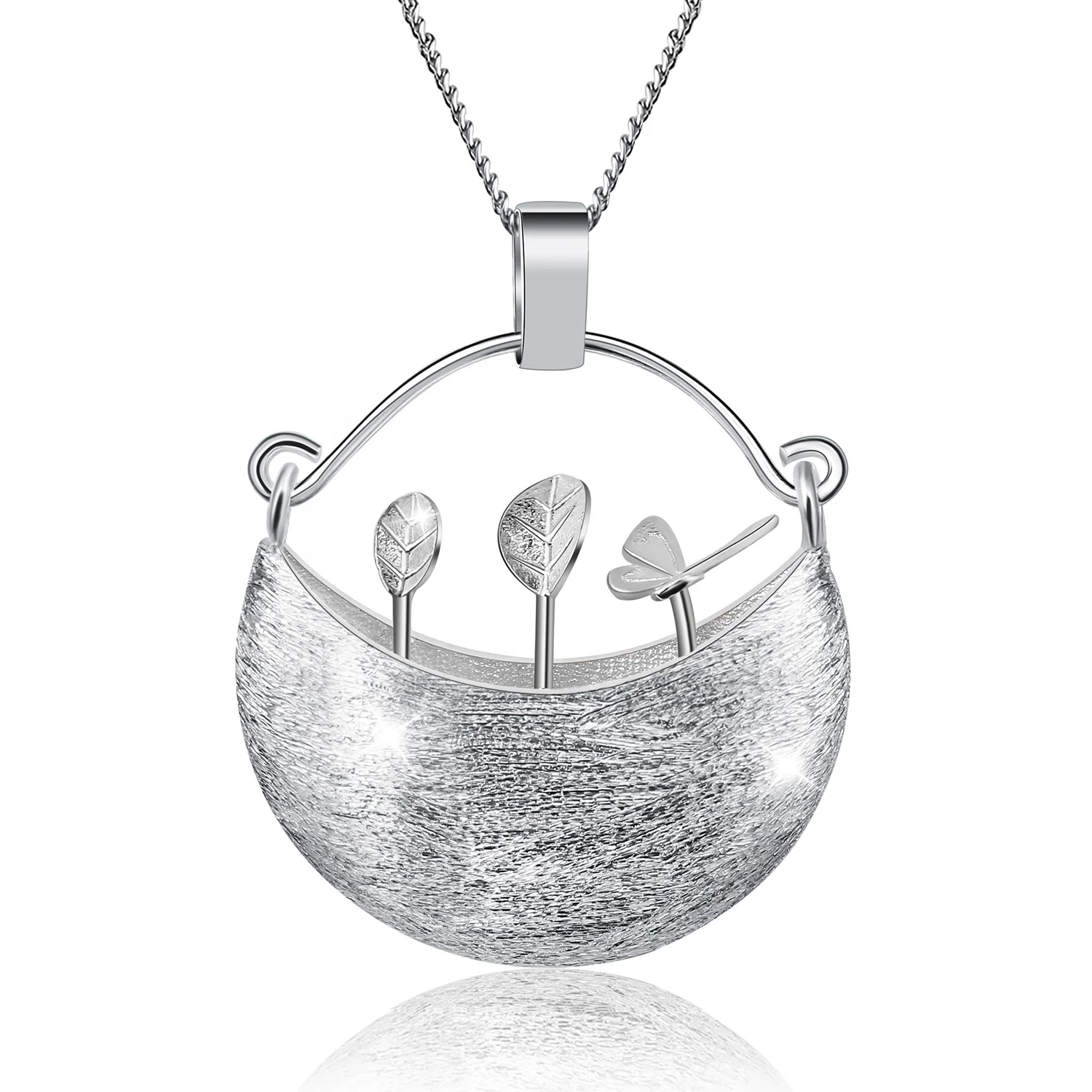 

Lotus Fun Handmade My Little Garden silver pendant, Brushed silver