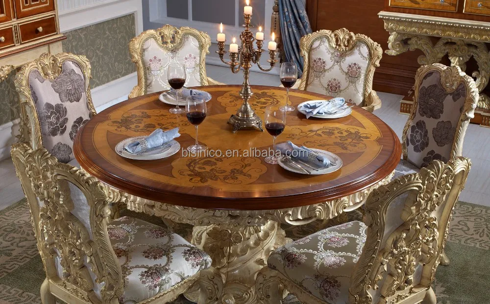 Bisini mesa comedor redonda de madera de lujo, de estilo barroco ...