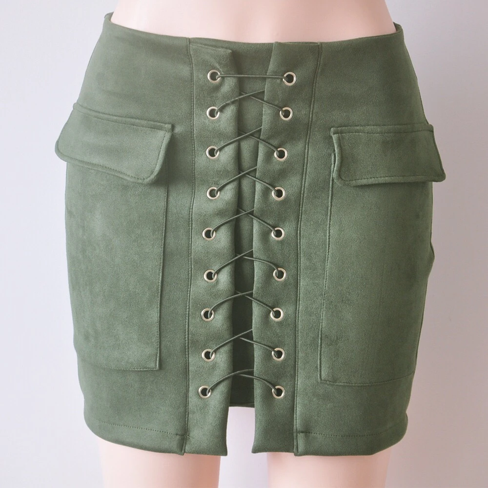 

2018 Fashion New Design Lace Up Sexy Mini Club Dress Woman Skirts, As picture