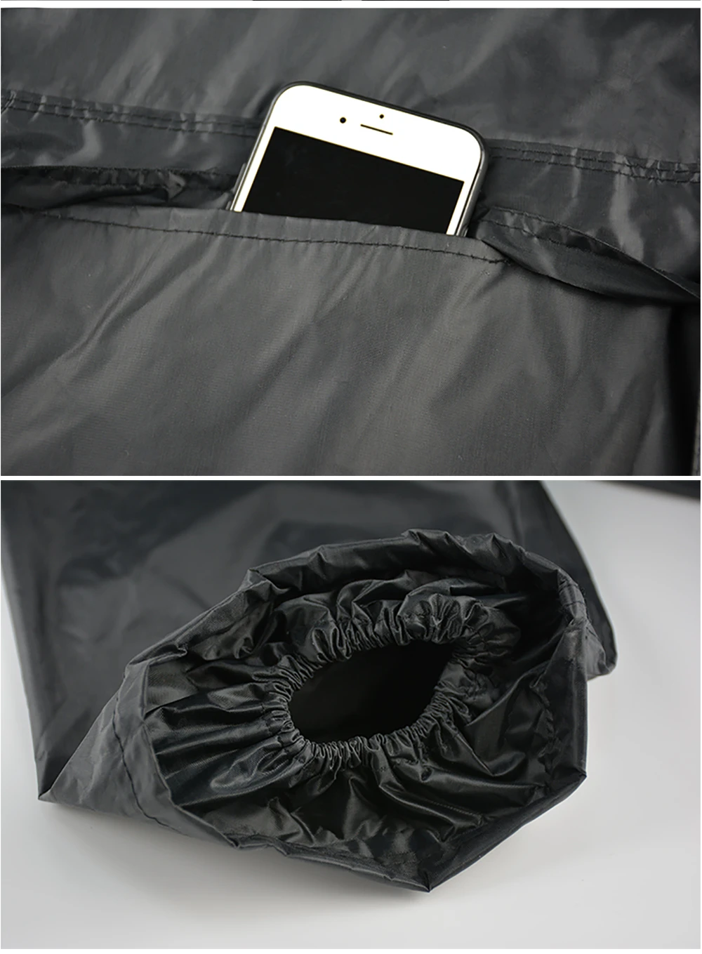 High Quality Raincoat Black Color 170t Polyester Mens Reflective Double Layer Rainsuit With Mesh Lining