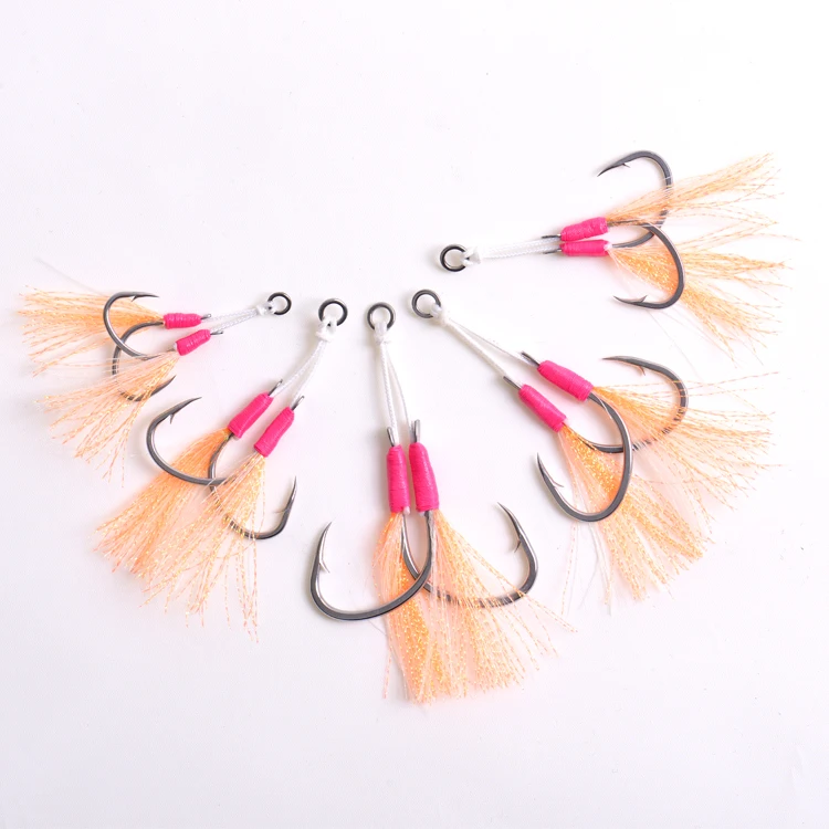 FUNADAIKO Pike  high carbon steel fishing hook double hook for slow jigging lure fishing assist hooks jigging hook jig head