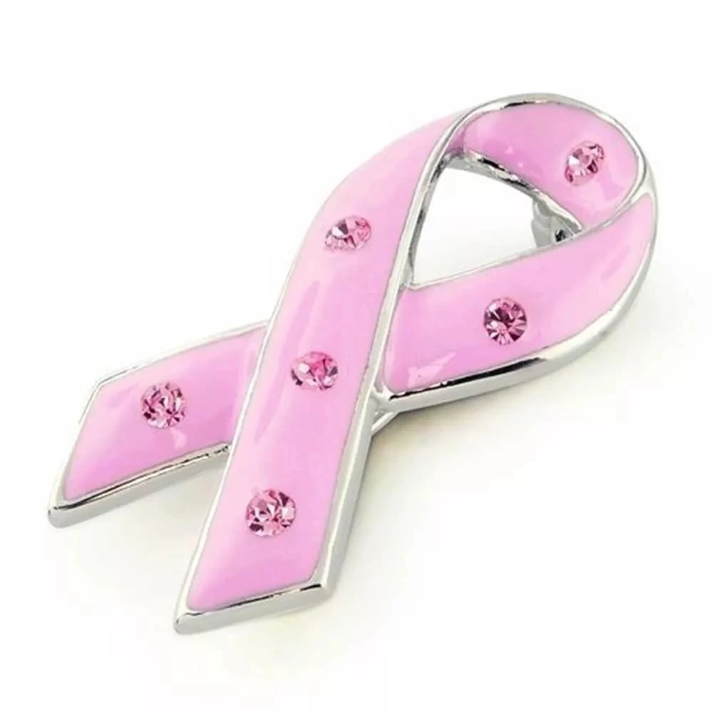 

Wholesale Breast Cancer Awareness Pink Ribbon Brooch Pin With Rhinestone, Picture