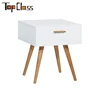 2018 Hot Selling One Drawer White Color 4 Wood legs Lamp Side Table