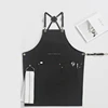 hot-selling custom logo barber denim apron with leather straps