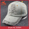 S1564 fashion korean style softtextile wholesale stone washed diamond rhinestone skull baseball caps for women girls