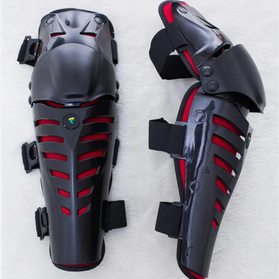 

Mountain Protect Gear Moto Racing Knee Pads Bicycles Outdoor Motocross Motorcycle Kneepad, Black/black with red
