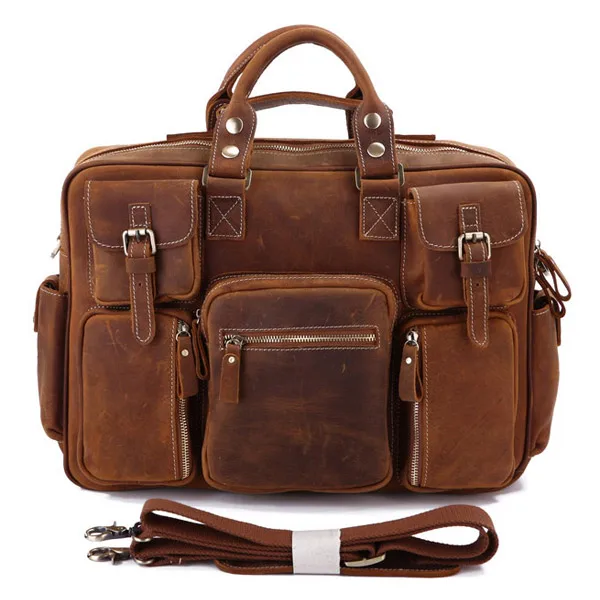 7028b 1 Traveling Multi Pocket Genuine Leather Handbag Whole Vintage Bag