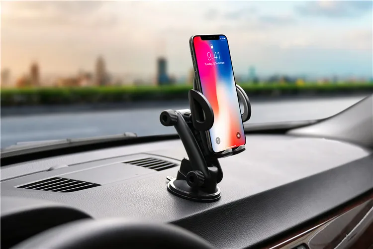 Car dashboard clamp mobile phone holder desk smartphone suction cup stand phone mount bracket holder for iphone for Apple