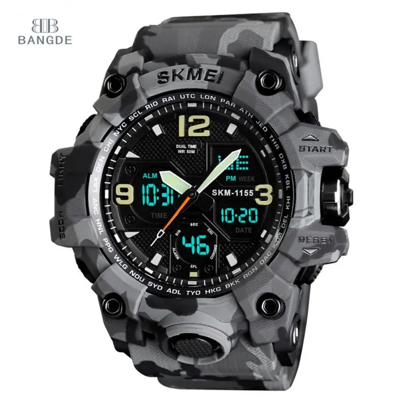

SKMEI 1155B hot sale factory wholesale price chronograph waterproof custom brand watch sports digital watches men wrist, 7 colors