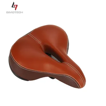 brown joint leather spring shock absorbing vaccum bicycle saddle