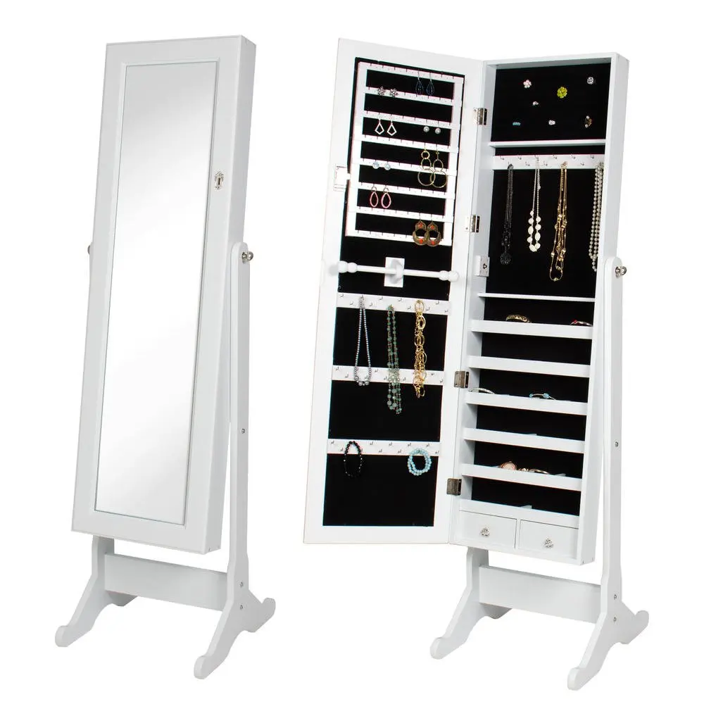E1 Organizer Storage Mirrored Stand Jewelry Armoire Cabinet