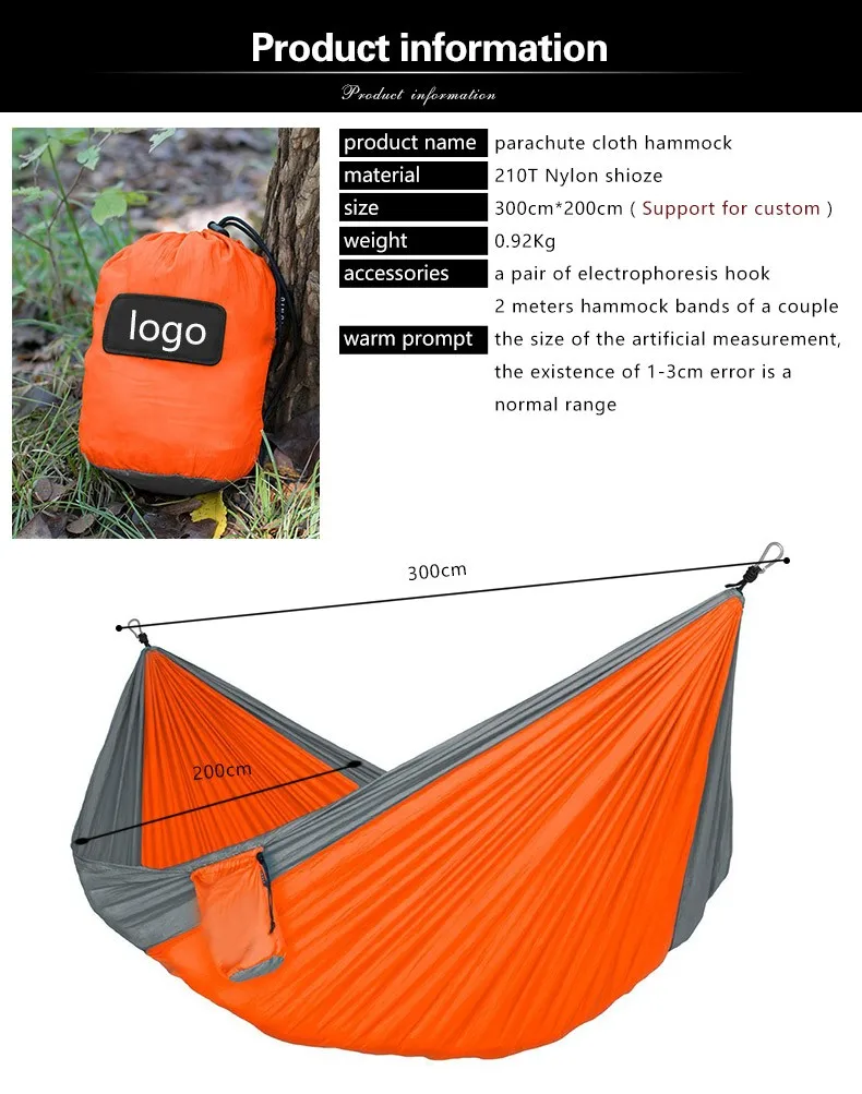 Woqi Legit Camping Double Hammock Lightweight Parachute Portable