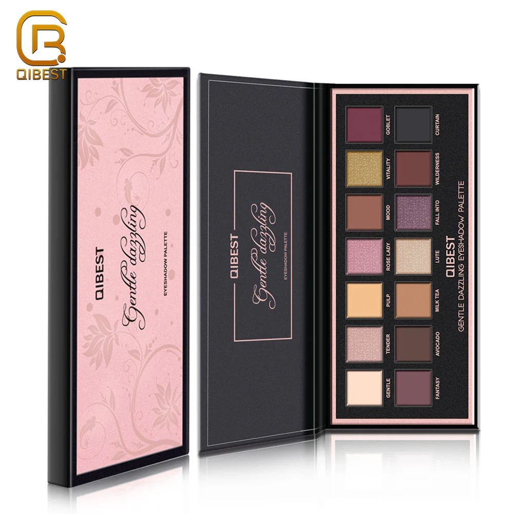 

QIBEST 14 Color Fashion Gold Warm Eye Shadow Cosmetic High Pigment Eyeshadow Palette, Multicolors