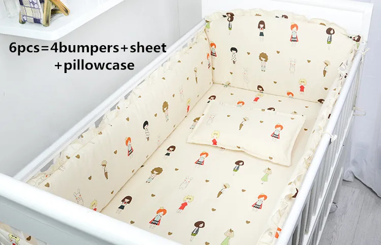 2016 6PCS cot baby bedding kit baby bed around bed sheets piece set cotton bumpers sheet