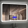60*80 cm defogging illuminated touch control digital clock bluetooth smart LED mirror for bathroom washingroom vanity makeup