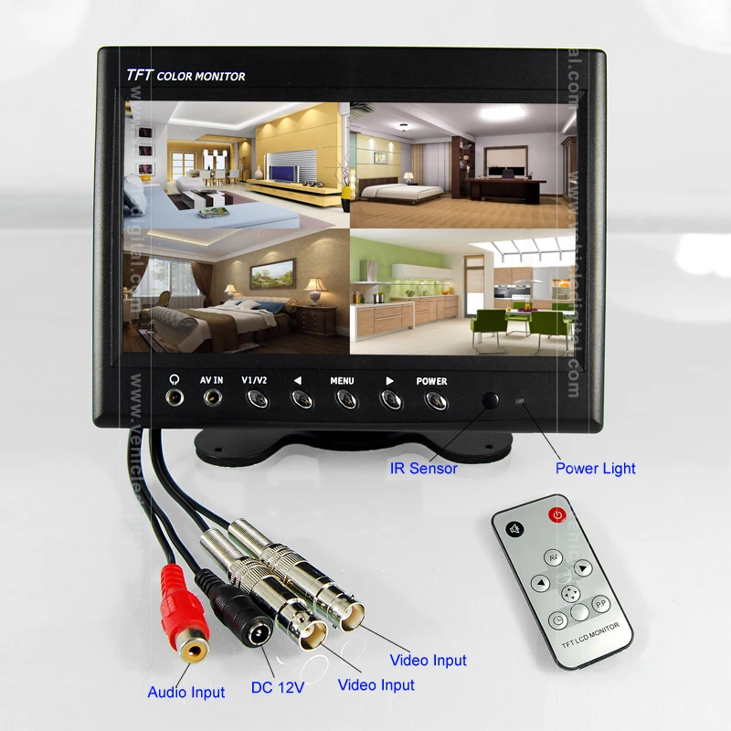 

9 inch BNC Connector CCTV Car LCD Monitor with Audio with Two AV Input, can be hung or stand-by